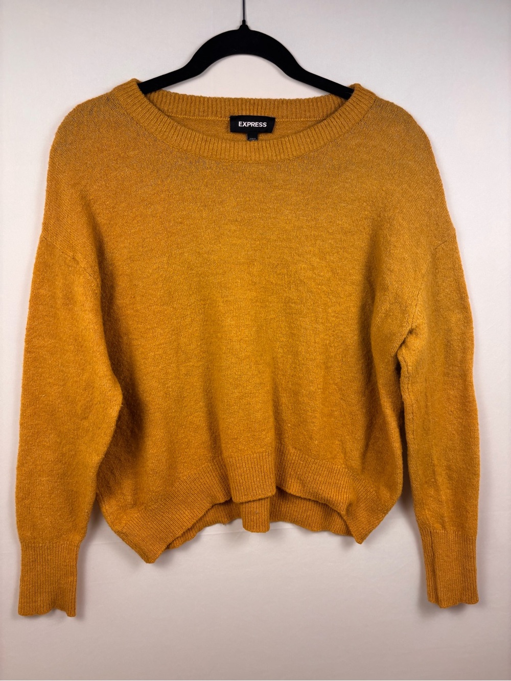Express Woman’s Crewneck Sweater in Mustard Yellow